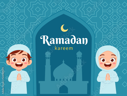 little muslim kid ramadan kareem poster