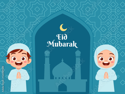 little muslim kid eid mubarak poster