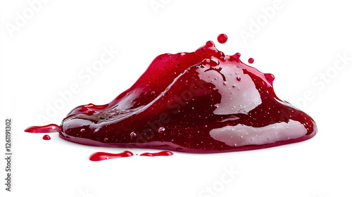 Raspberry sauce jam smear isolated on white background.