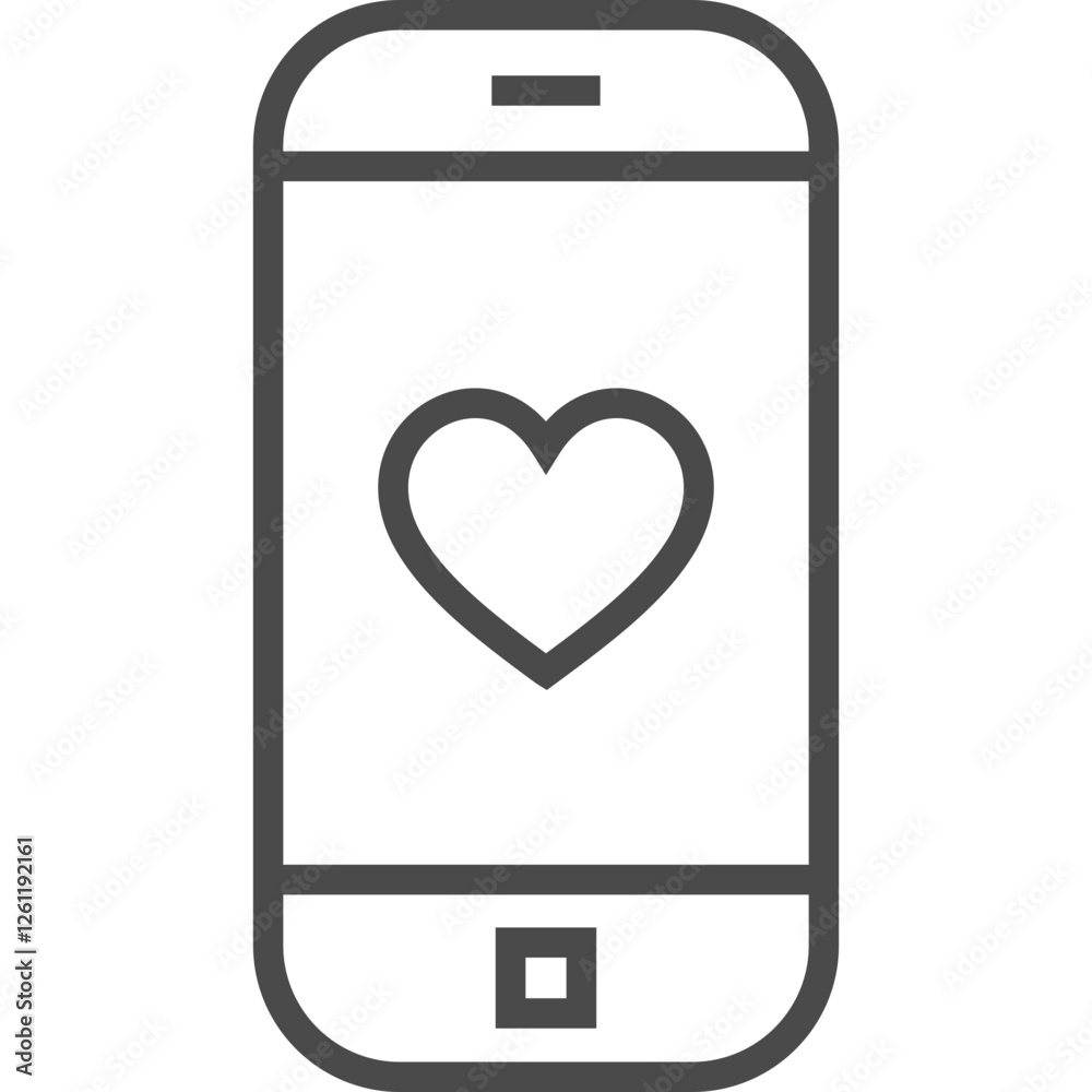 Mobile Heart Line Sign. Vector Illustration of Outline Object. Wedding. Love Symbol. Mobile Heart Line Sign. Vector Illustration of Outline Object. Wedding. Love Symbol.