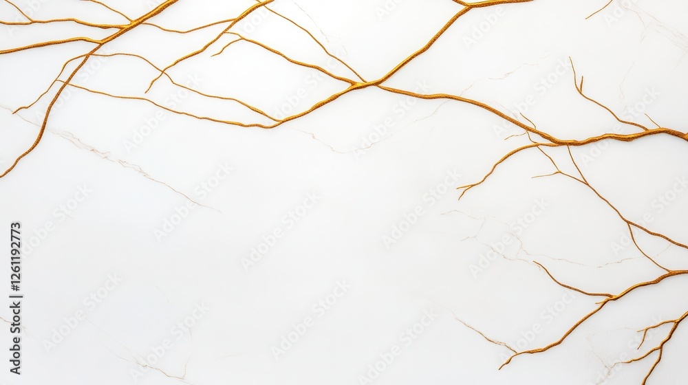 Elegant White Marble Background with Golden Branch Patterns Elegant White Marble Background with Golden Branch Patterns