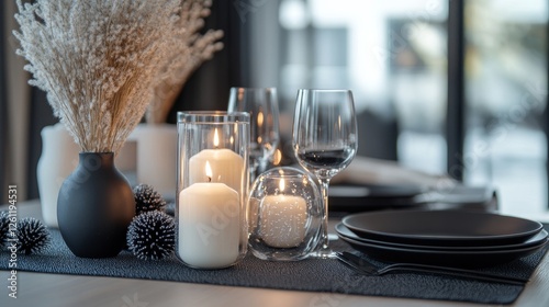 Wallpaper Mural Lovely bubble-shaped candles and angular shapes decorate the table, bringing a modern and eye-catching touch. Torontodigital.ca