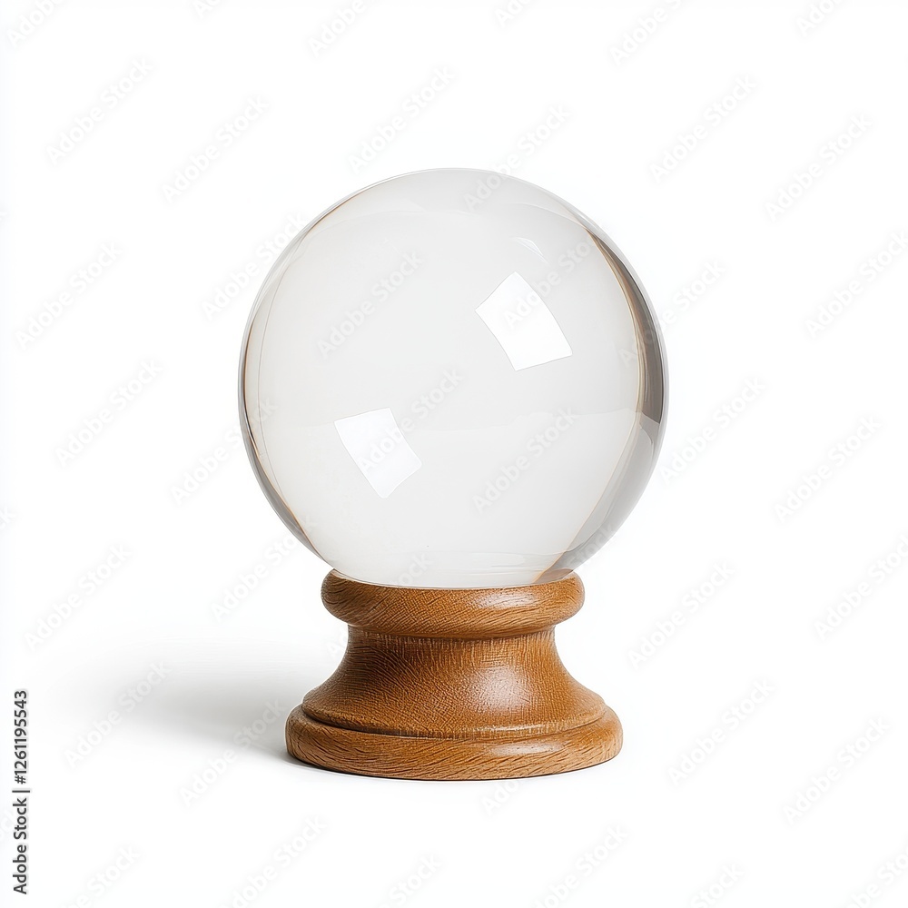Crystal Ball on Wooden Base for Mystical and Artistic Purposes Crystal Ball on Wooden Base for Mystical and Artistic Purposes