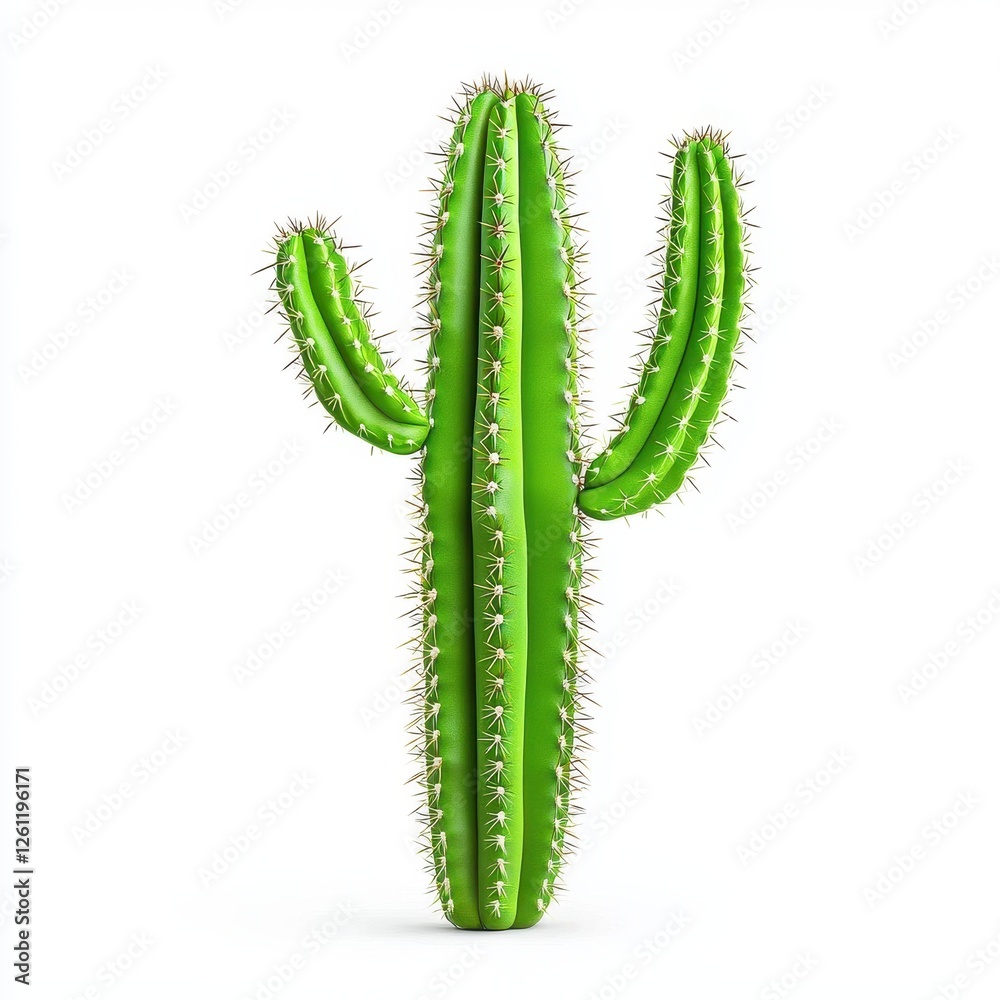 Bright Green Cactus Isolated on White Background for Design Use Bright Green Cactus Isolated on White Background for Design Use