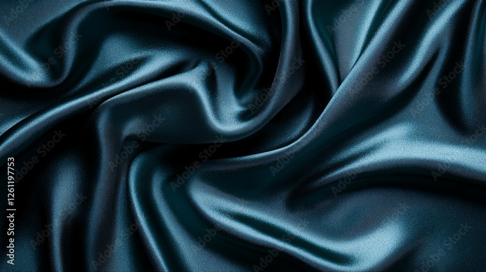 Fototapeta premium Dark Teal Silk Draped Luxuriously Soft Fabric