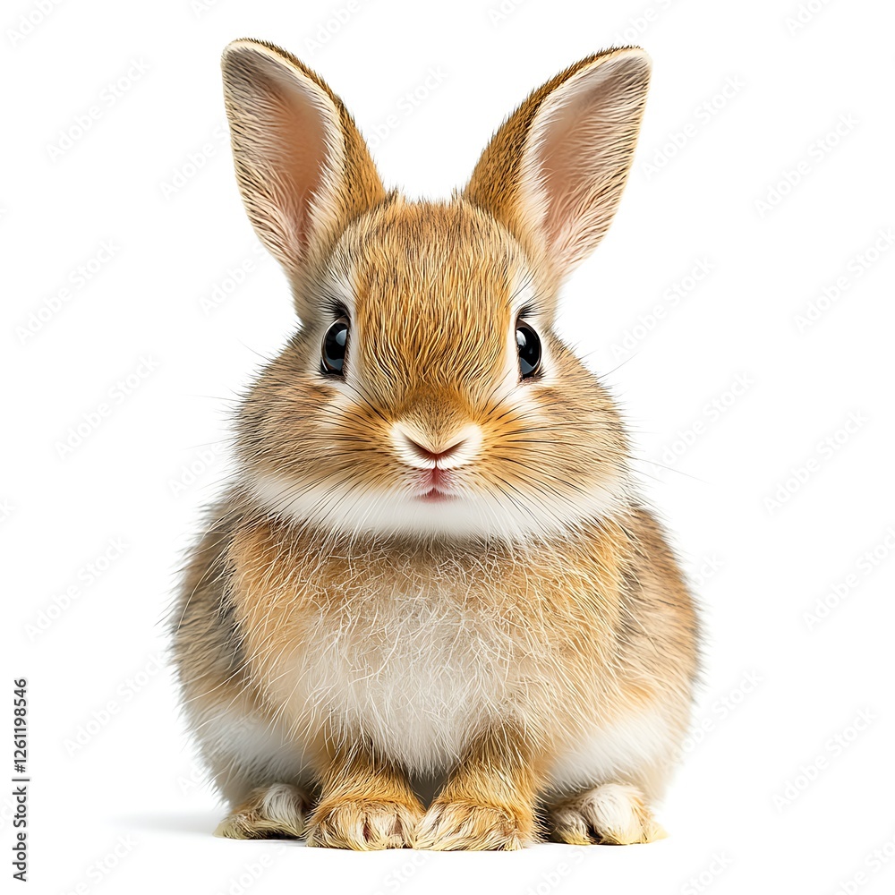 Obraz premium Cute bunny rabbit, studio shot, white background, Easter card