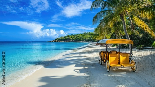 Breathtaking Panoramic View of the Beautiful Bay at St. Thomas, U.S. Virgin Islands with a Vibrant Blue Caribbean Sea photo