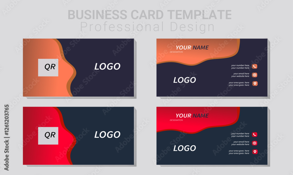 Fototapeta premium Modern and clean business card and abstract simple creative professional business card template design ,corporate visiting card, name card, card design template in organic shape double side design