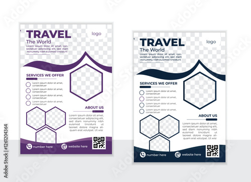 Vector modern unique travel flyer template design