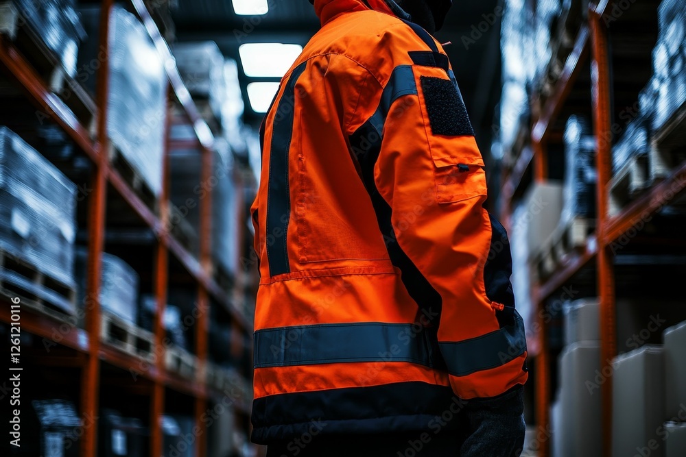 Obraz premium Bright orange safety jacket warehouse worker