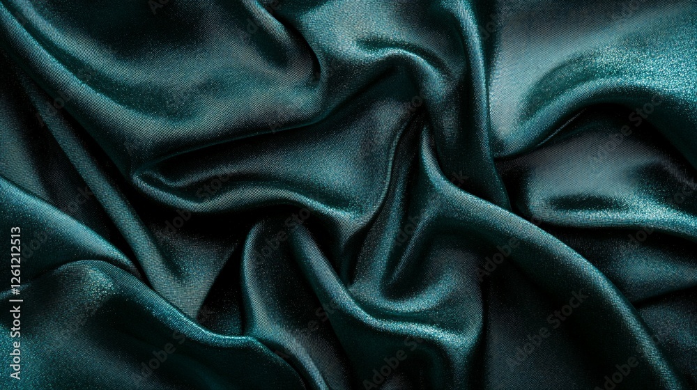 Fototapeta premium Dark Teal Silk Fabric Draped Luxuriously