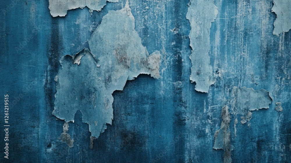 Obraz premium Peeling blue paint on wall, urban texture background