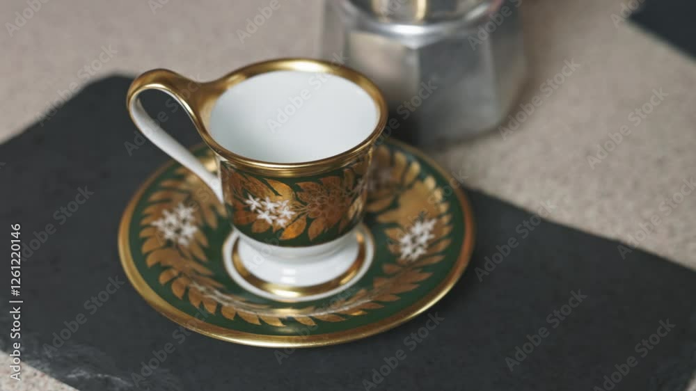 Explore the intricate process of brewing a delightful cup of coffee, set in a charming kitchen atmosphere. Explore the intricate process of brewing a delightful cup of coffee, set in a charming kitchen atmosphere.