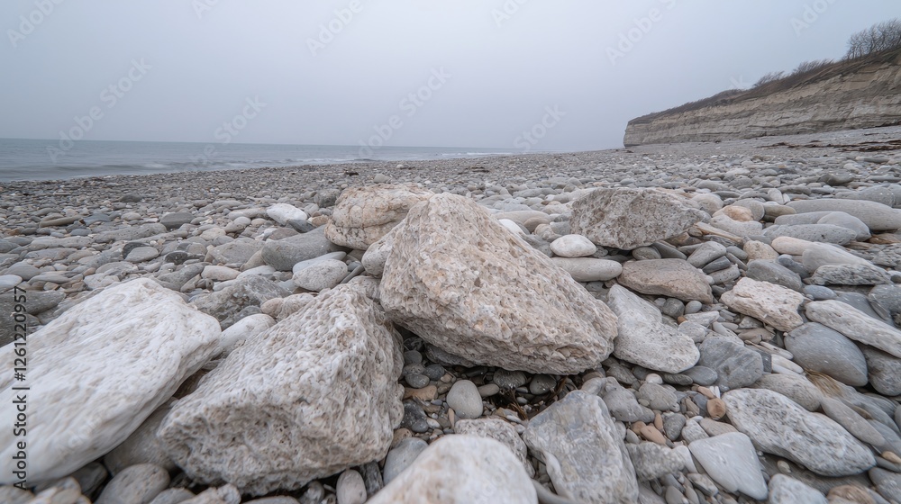 Coastal stones on a cloudy beach Coastal stones on a cloudy beach