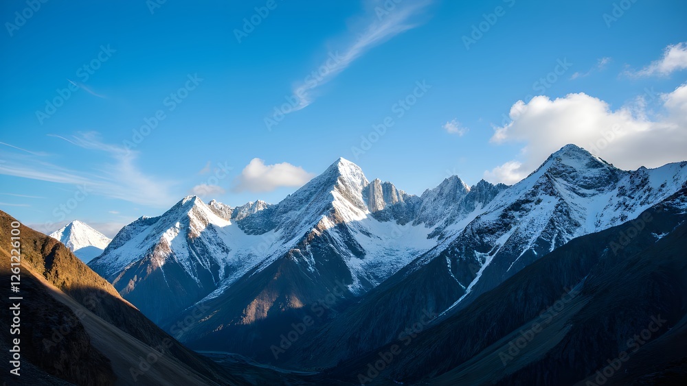 Obraz premium Soaring peaks surrounded by clouds and mist