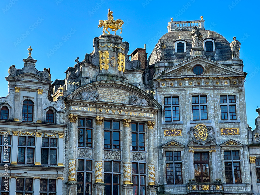 Historical buildings along Grand Place in central Brussels, Belgium Historical buildings along Grand Place in central Brussels, Belgium