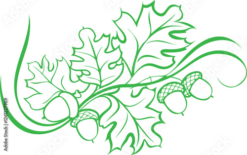 WebGraceful Autumn Leaves and Acorns in Flowing Organic Line Art Book Vector Design