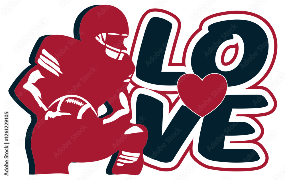 love - red and blue football player with ball, sport vector graphics, hockey, for street art - graffiti lettering typography - art illustration - multicolor - writen love - red and blue football player with ball, sport vector graphics, hockey, for street art - graffiti lettering typography - art illustration - multicolor - writen