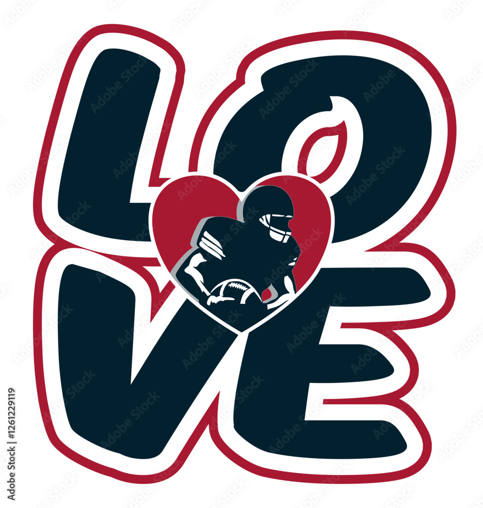 love - red and blue football player with ball, sport vector graphics, hockey, for street art - graffiti lettering typography - art illustration - multicolor - writen love - red and blue football player with ball, sport vector graphics, hockey, for street art - graffiti lettering typography - art illustration - multicolor - writen