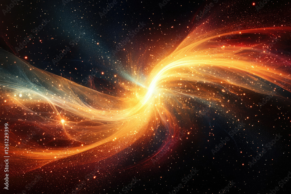 Obraz premium A vibrant cosmic stream of swirling nebulae and glowing stars illuminates the dark expanse of space.