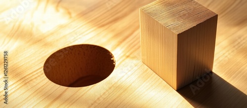 Square Peg and Round Hole Concept in Warm Lighting  
