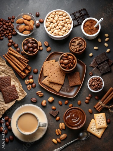 warm, earthy backdrop creates a refined and balanced composition, ideal for showcasing food styling and product presentations