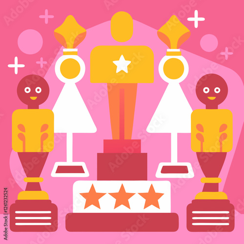 oscars, icon, chess, symbol, pawn, vector, illustration, business, game, sign, success, concept, strategy, button, silhouette, 3d, people, design
