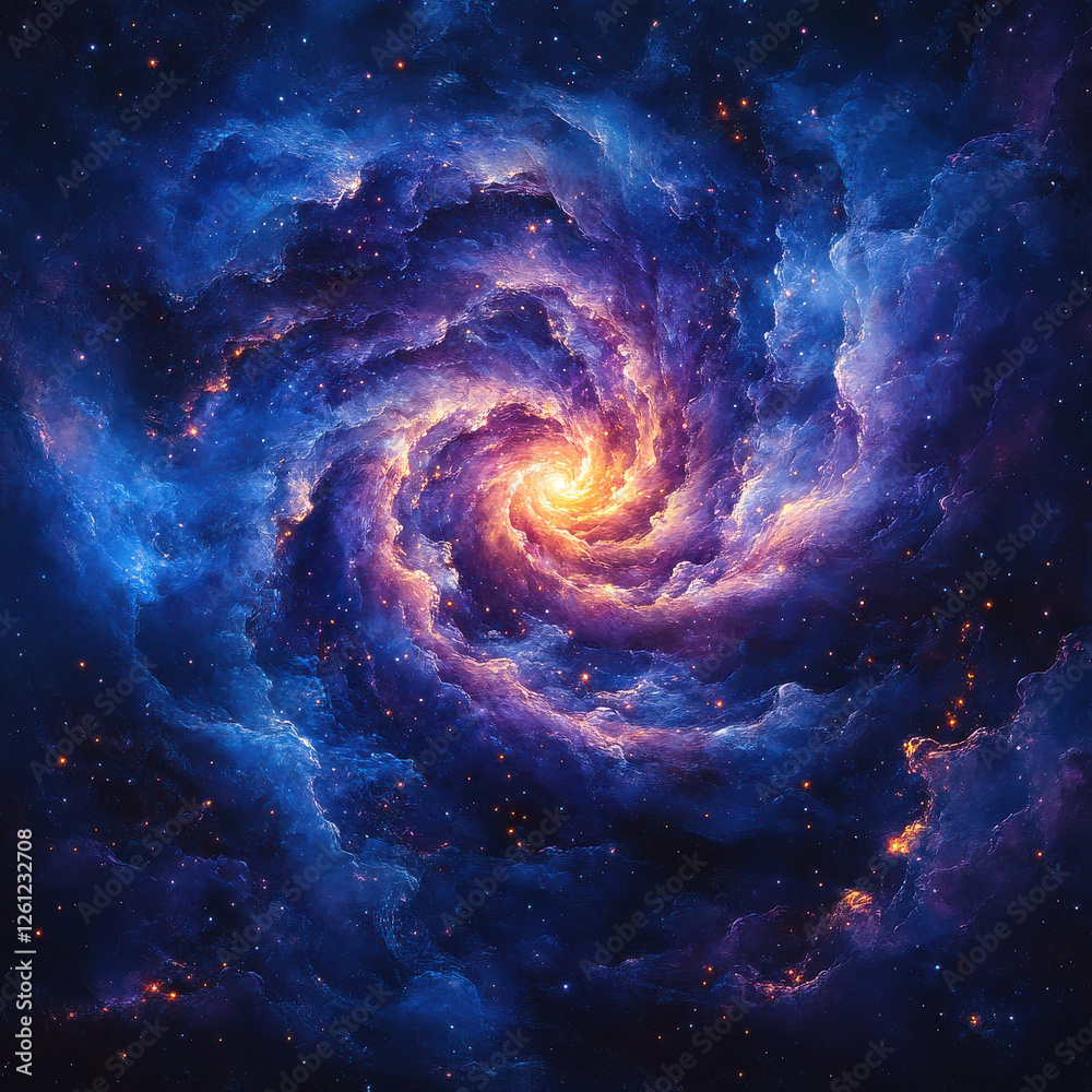 Obraz premium Mandala with cosmic swirls, star clusters, and nebula-like gradients