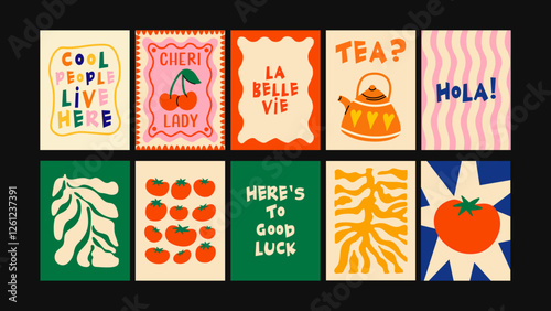 Modern kitchen wall prints with abstract culinary themes in a Matisse-like aesthetic. Perfect for trendy cafes, restaurants, and cozy dining areas