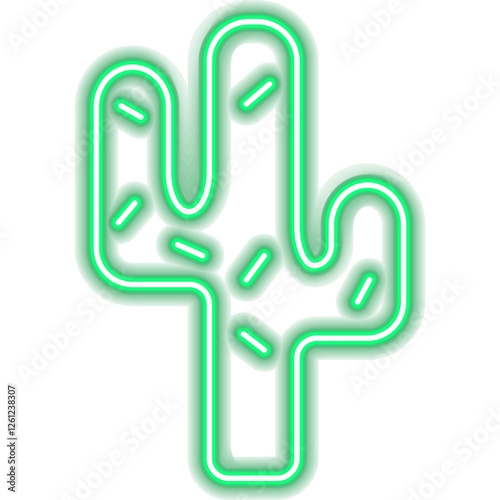 Plant Cactus Neon Icon. Illustration of Glowing Led Lamp Bright Object.