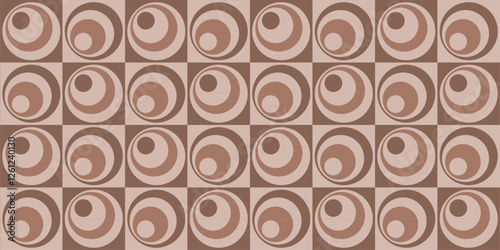 Scandinavian style geometric circle seamless pattern. Abstract background in mocha mousse color