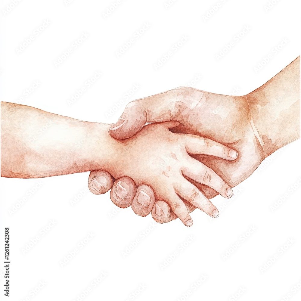 Fototapeta premium Two hands forming a bond through a gentle handshake