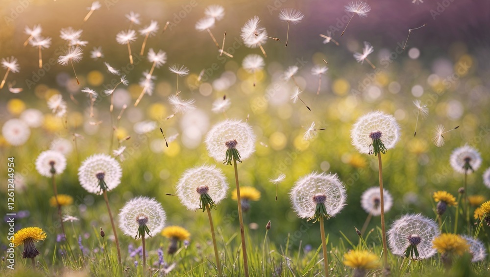 Dandelion seeds floating in the air during Spring Equinox
Dandelion seeds floating in the air during Spring Equinox