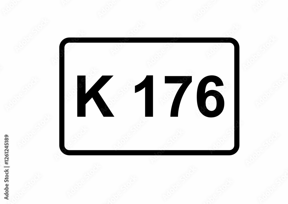 Illustration eines Kreisstraßenschildes der K 176 in Deutschland Illustration eines Kreisstraßenschildes der K 176 in Deutschland