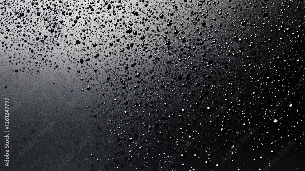 Obraz premium Water Droplets Scattered On Dark Surface