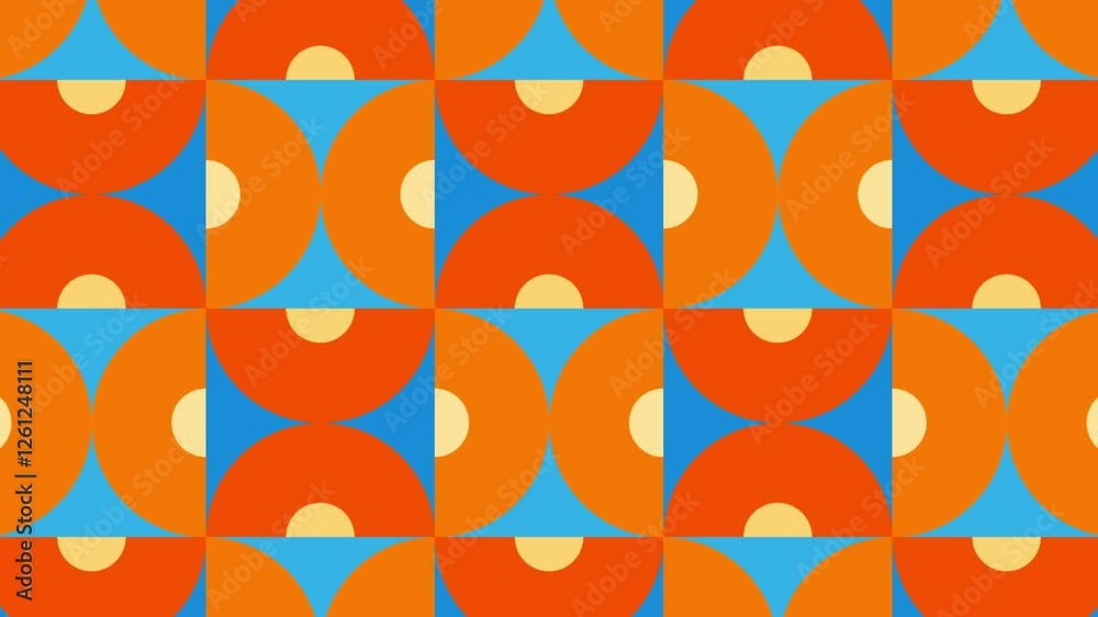 Abstract orange and blue geometric shapes seamless looping animation background 4k