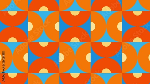 Abstract orange and blue geometric shapes seamless looping animation background 4k