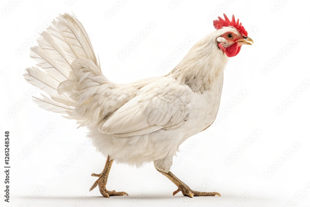Fototapeta premium leghorn chicken isolated on white background