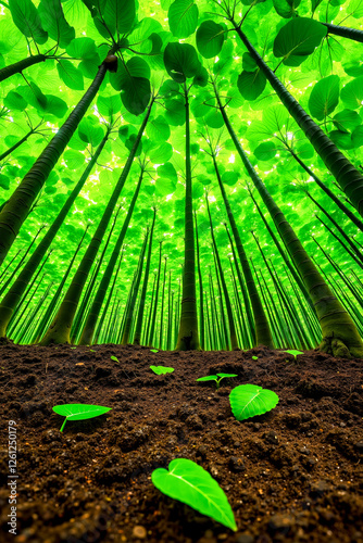 A green forest filled with lots of green leaves