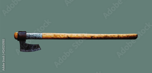 Medieval knight Viking axe realistic vector illustration