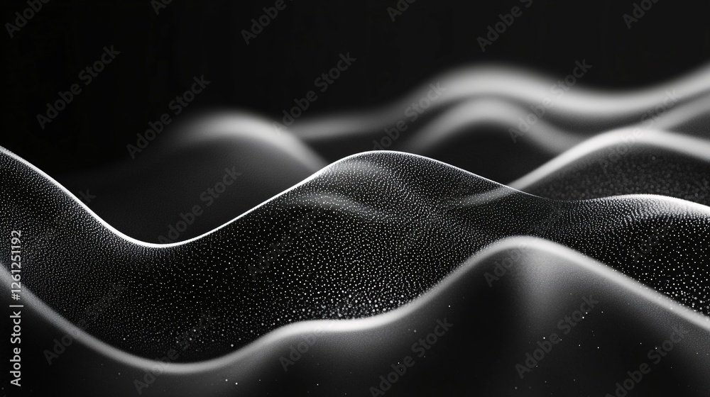Obraz premium Abstract White Waves on Black Background