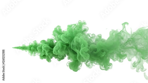 green smoke billowing outward with a soft, cloud-like texture. This eye-catching effect could be used to depict concepts of atmosphere, mystery, or even fantasy elements on transparent background