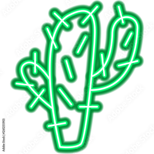 Cactus Plant Neon Icon. Vector Illustration of Glowing Led Lamp Bright Object.