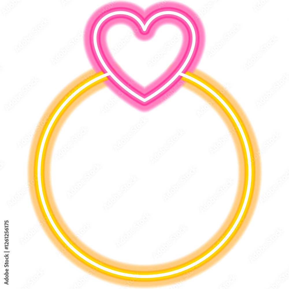 Ring with Heart Neon Sign. Vector Illustration of Fashion Promotion. Ring with Heart Neon Sign. Vector Illustration of Fashion Promotion.
