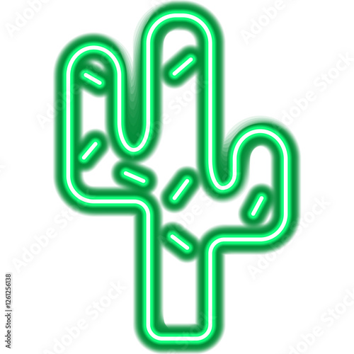 Plant Cactus Neon Icon. Vector Illustration of Glowing Led Lamp Bright Object.