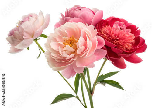 Colorful peonies in a delicate floral arrangement photo