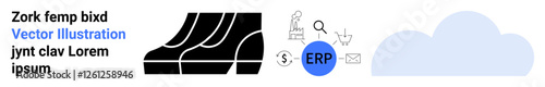 Cloud technology paired with an ERP system for resource optimization and business process management. Ideal for cloud computing, ERP solutions, business strategy, data management, analytics