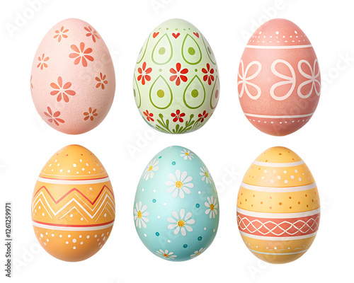 Creative arrangement of decorated Easter eggs