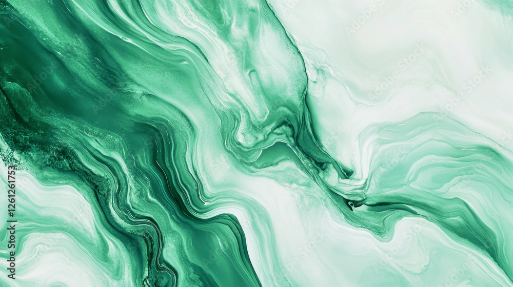 Fototapeta premium Dynamic green abstract texture featuring bold strokes and elegant watercolor transitions