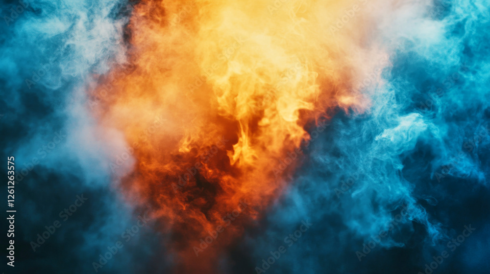 Retro cinematic background featuring vivid gradients and atmospheric blur in blue and orange hues Retro cinematic background featuring vivid gradients and atmospheric blur in blue and orange hues